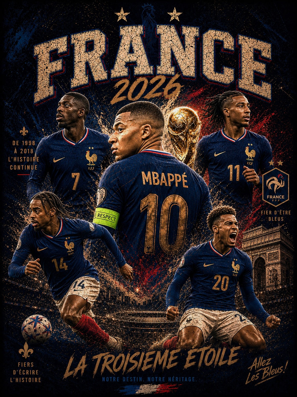 France 2026 – La Troisième Étoile Vintage Heavyweight Tee