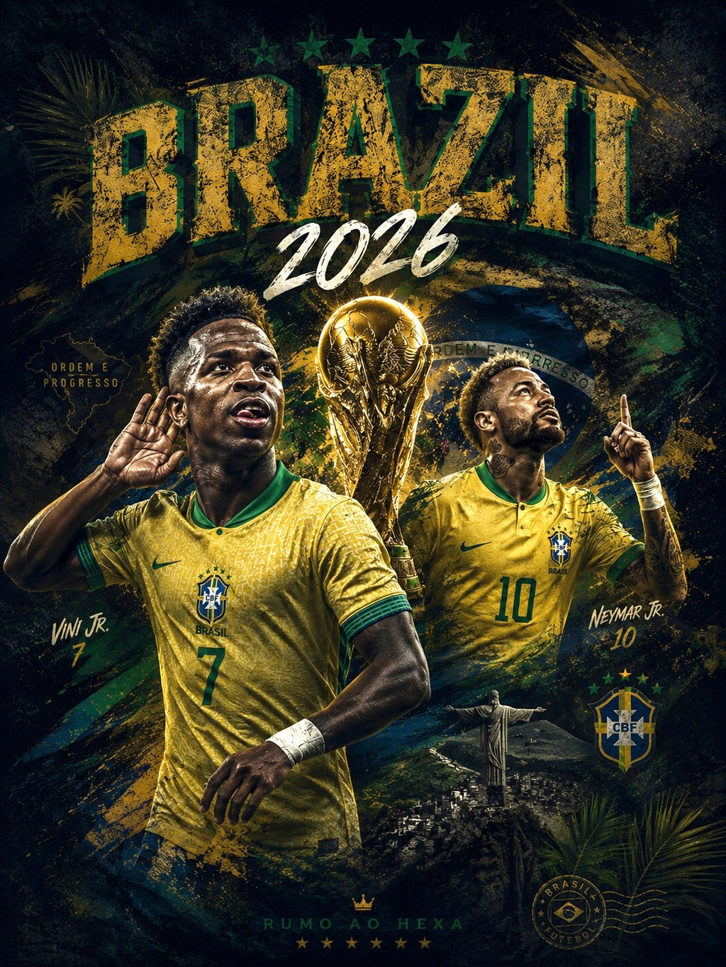 Brazil 2026 “Rumo ao Hexa” Vintage Graphic Tee