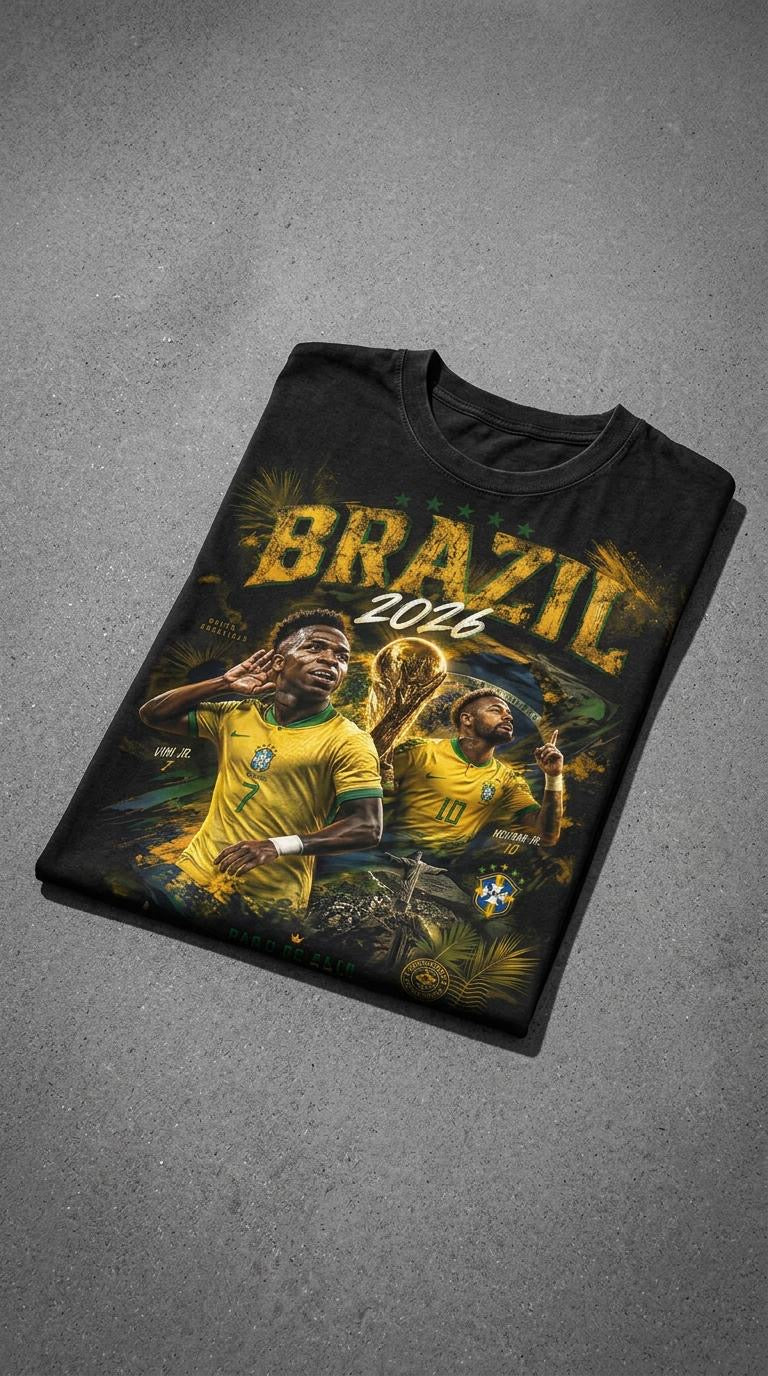 Brazil 2026 Rumo ao Hexa Vintage Graphic Tee