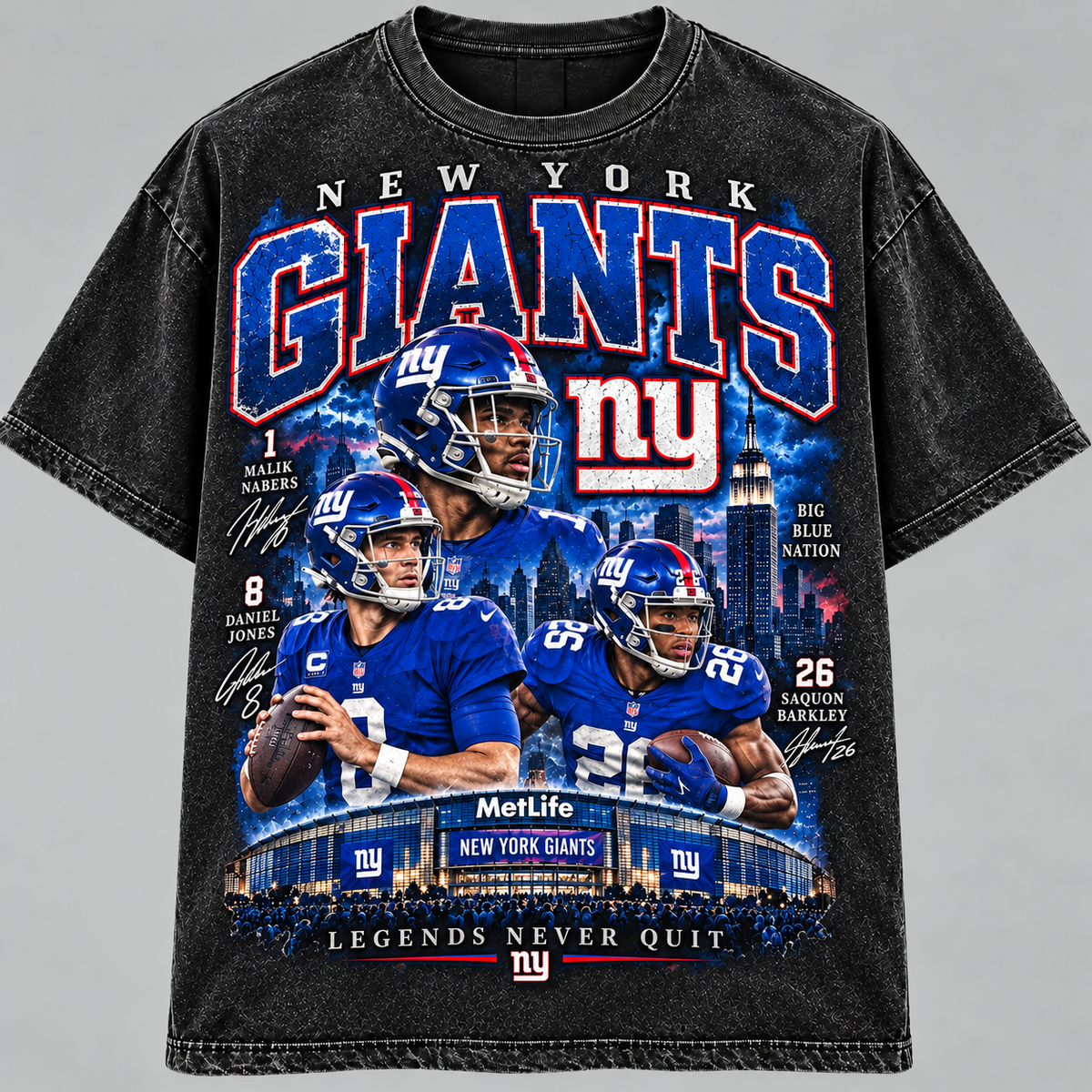 New York Legends Never Quit Vintage Football Tee