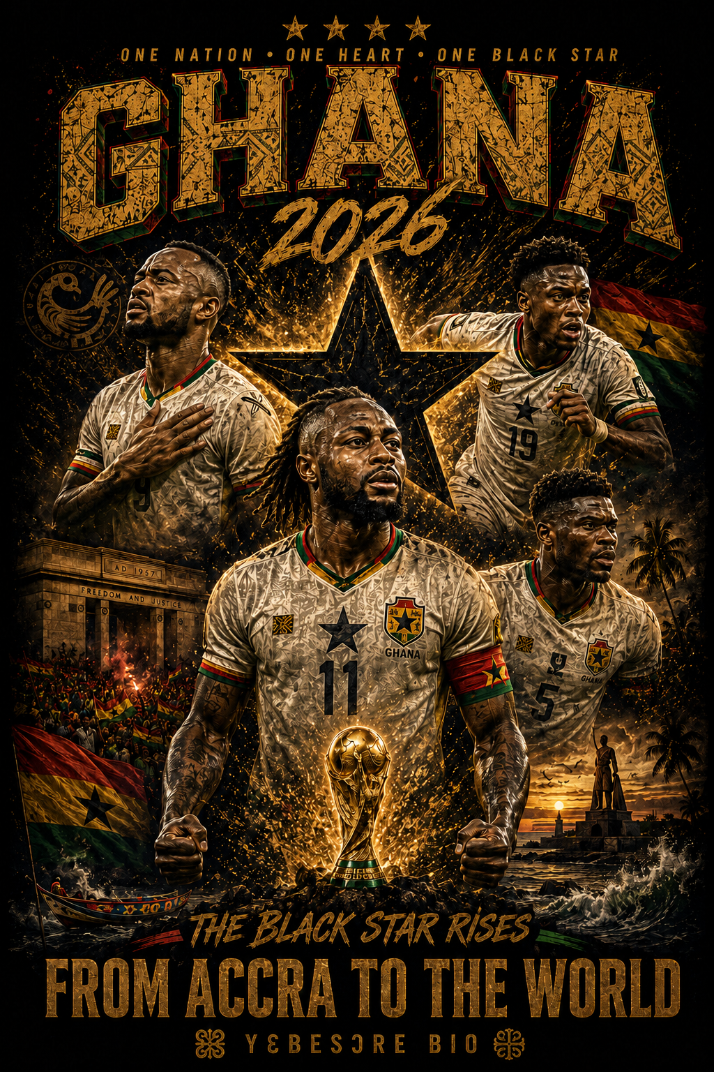 Ghana 2026 “The Black Star Rises” Vintage Football Tee