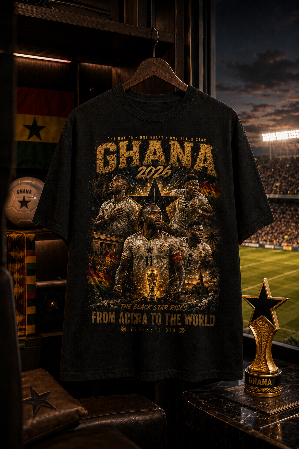Ghana 2026 “The Black Star Rises” Vintage Football Tee