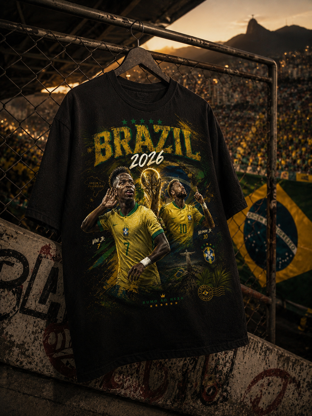 Brazil 2026 “Rumo ao Hexa” Vintage Graphic Tee