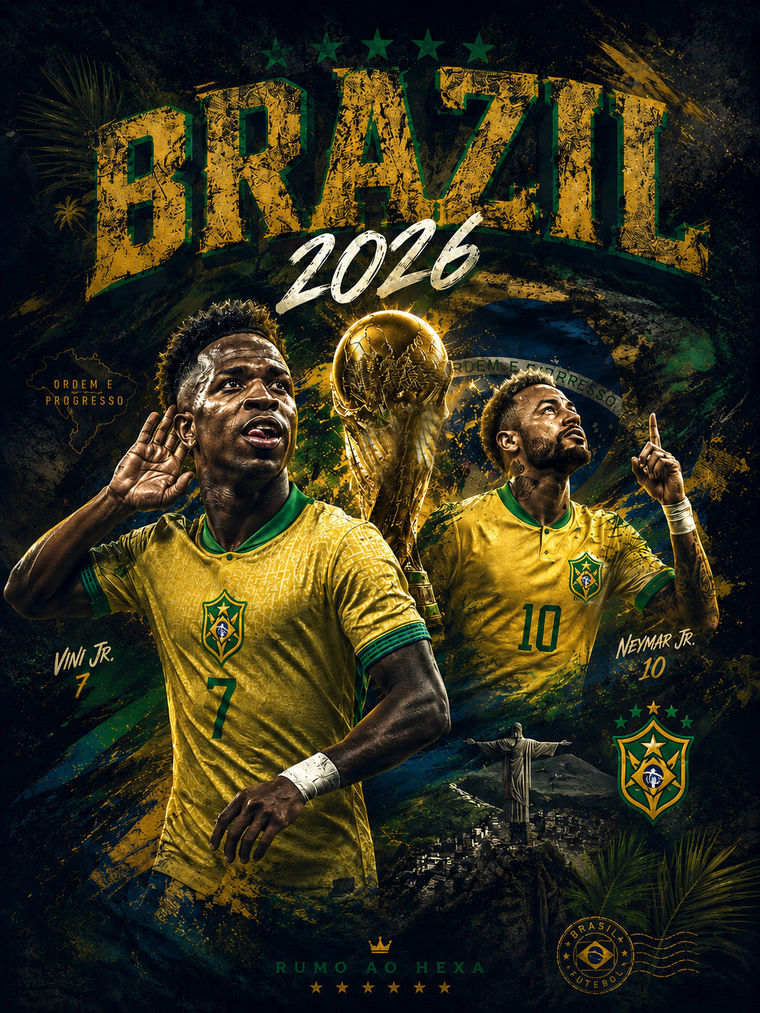 Brazil 2026 “Rumo ao Hexa” Vintage Graphic Tee